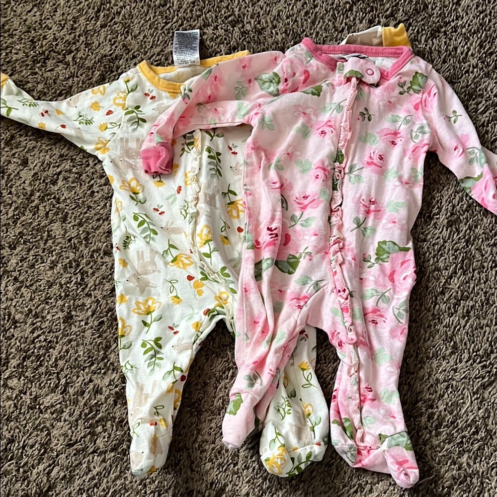 Floral Kids One Piece Set - Pink and Yellow